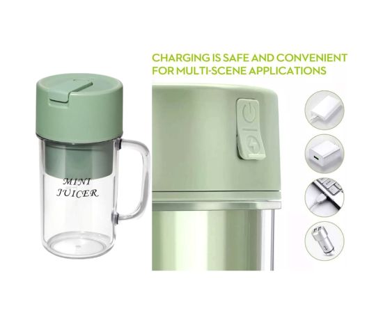 340ML Wireless Juicer Cup Portable Juice Blender Mini Ice Crusher Home Outdoor Office Fruit Milkshake Vegetable Juice Maker