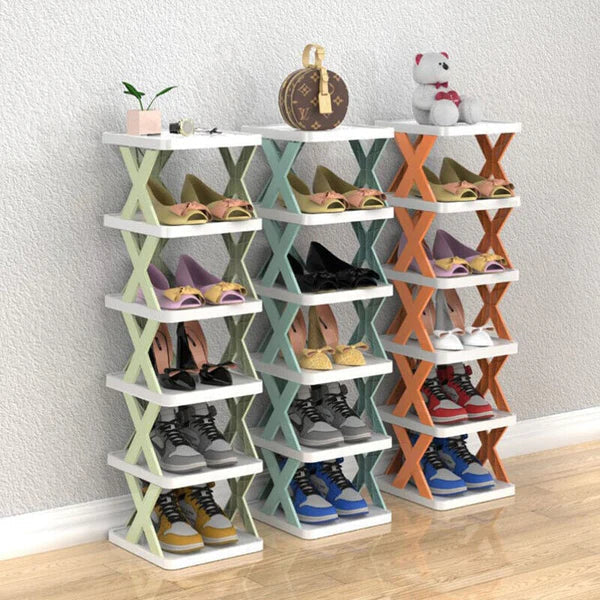 Multilayer Folding Shoe Rack Organizer with X Shape For Home